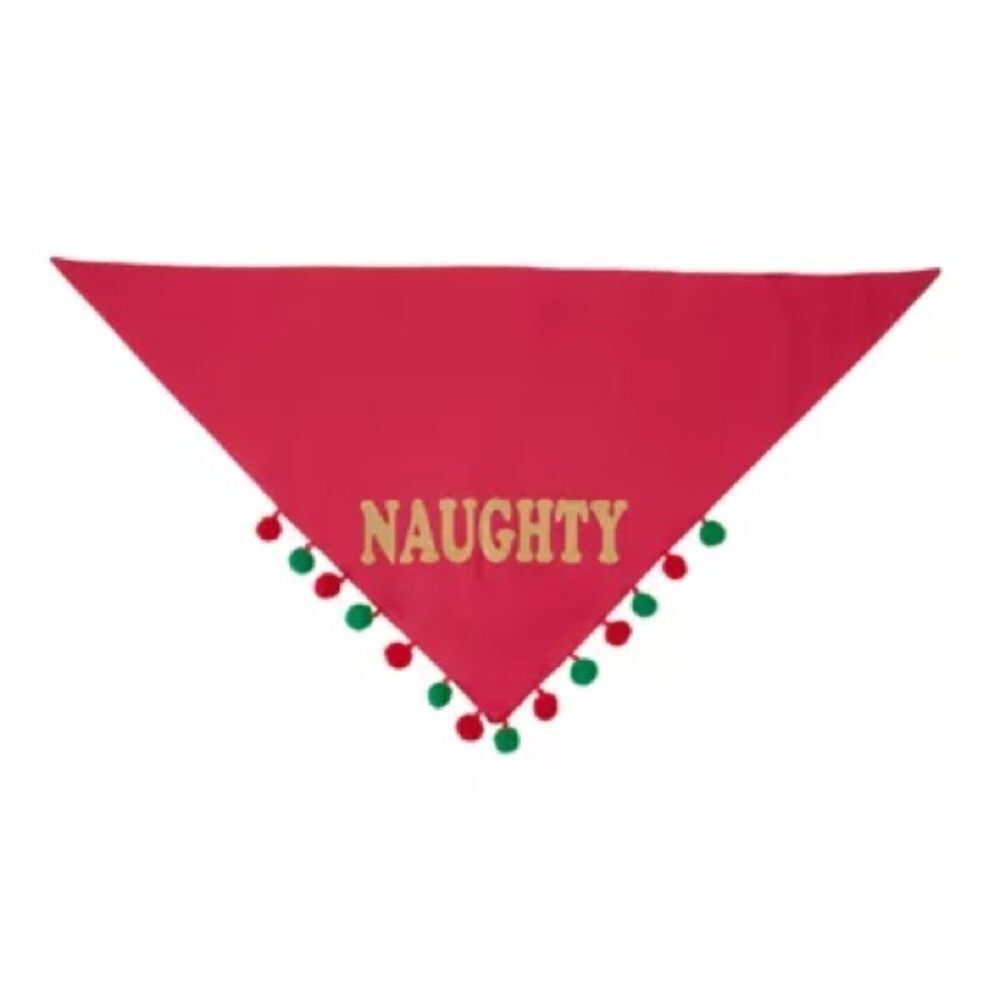 Red Bandana XS/S with Naughty Nice Text